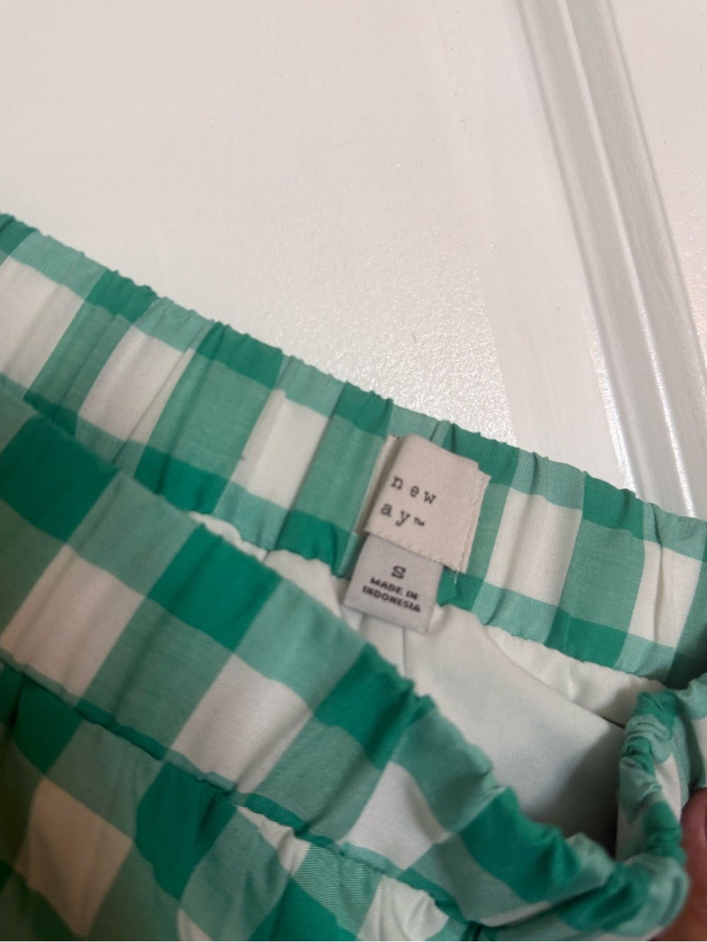 a new day Green and White Gingham Pleated Midi Skirt - Picture 3 of 3